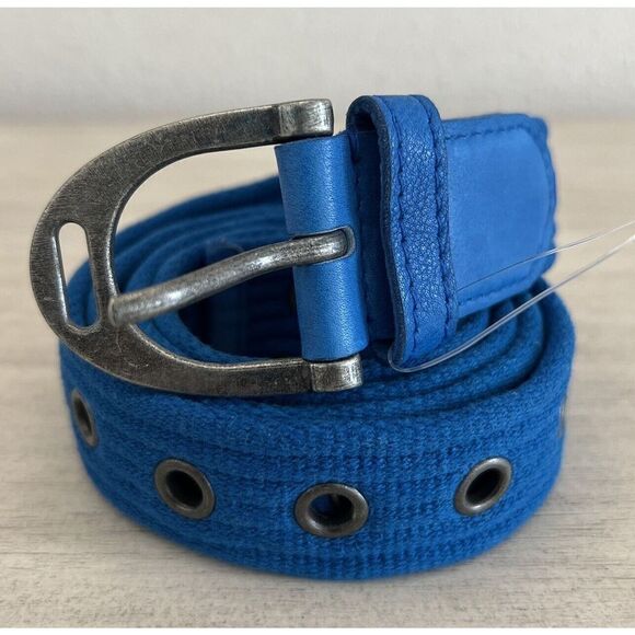 Free People Womens Sz S/M Blue Belt Canvas Leather NEW - Picture 3 of 9